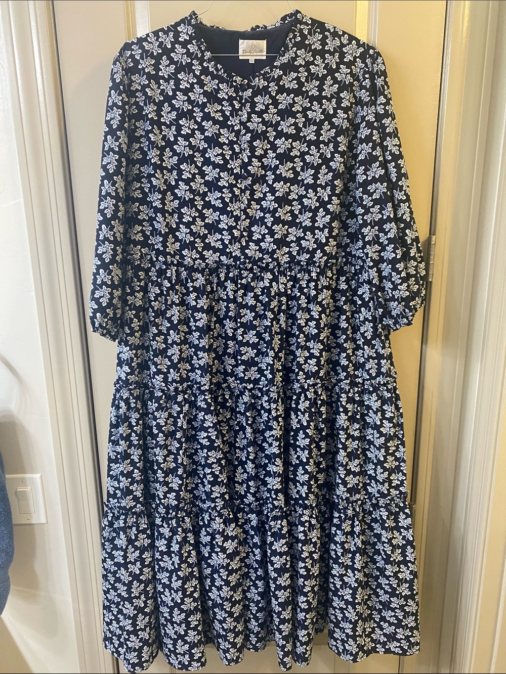 Dainty Jewells Navy Blue Floral Tiered Casual Dress